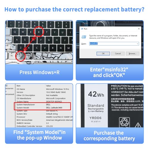 YRDD6 42Wh Laptop Battery Replacement for Dell inspiron 14 15 17 3000 3501 3582 3583 3584 3593 3493 3793 5480 5481 5482 5485 5491 5493 5584 5585 5590 5591 5593 5594 5598 7586 Vostro 5481 1VX1H P93G