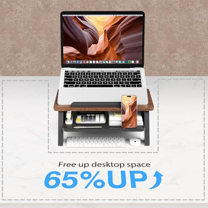 AFOOYO 2-Tier Laptop Stand,Adjustable Riser,Desk Organizer Accessories Ventilated Cooling Ergonomic Computer Holder 10-15.6" Notebook,Desktop Storage Compatible with MacBook,Dell,HP,Lenovo - size: Short