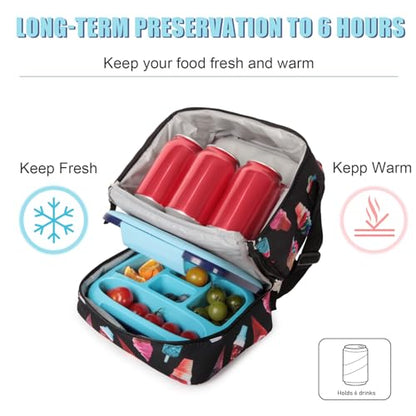 Tilami Rolling Backpack for Kids 19 inch with Lunch Bag Wheeled Laptop Backpack,Ice cream - color: Ice Cream