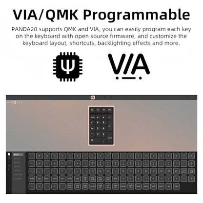 PANDA20 Mechanical Number Pad,VIA/QMK Programmable Macro Numpad Aluminum CNC Hot Swappable Gasket Wireless Numeric Keypad BT5.0/2.4Ghz/USB-C RGB Gaming Keypad for Laptop/PC (White) - color: White
