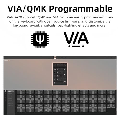 PANDA20 Mechanical Number Pad,VIA/QMK Programmable Macro Numpad Aluminum CNC Hot Swappable Gasket Wireless Numeric Keypad BT5.0/2.4Ghz/USB-C RGB Gaming Keypad for Laptop/PC (Red) - color: Red