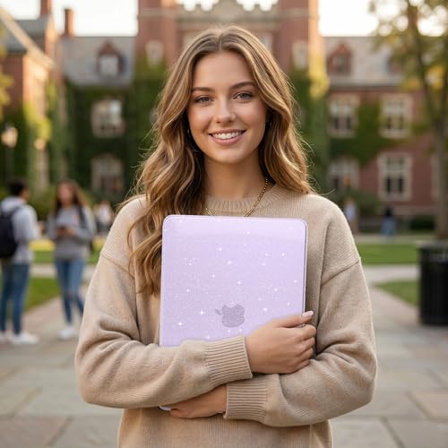 DONGKE Glitter Case for MacBook Neo 13 Inch 2026 (Model A3404 | A18 Pro Chip) | Clear Sparkly Hard Shell Cover with Screen Protector | Keyboard Cover & 2 USB-C Adapters - Bling Purple - color: Bling Purple