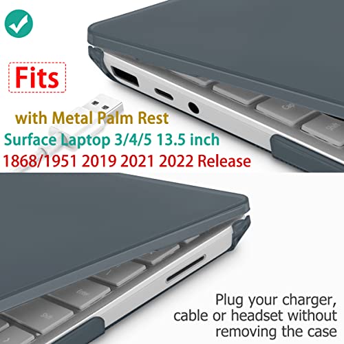 May Chen Case Compatible for 13.5" Microsoft Surface Laptop 5/4/3 with Metal Palm Rest Model 1951/1868, Plastic Hard Shell Case with Screen Protector + Keyboard Cover + Dust Plug, Crystal Black - color: Crystal Black