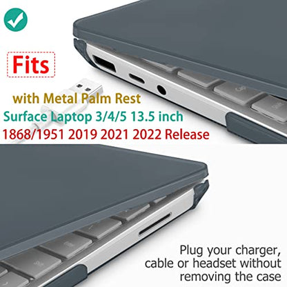 May Chen Case Compatible for 13.5" Microsoft Surface Laptop 5/4/3 with Metal Palm Rest Model 1951/1868, Plastic Hard Shell Case with Screen Protector + Keyboard Cover + Dust Plug, Crystal Black - color: Crystal Black