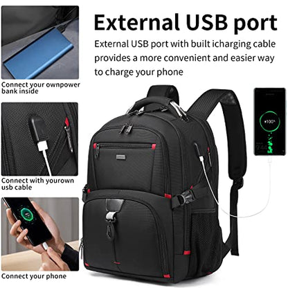 50L Travel Laptop Backpack for Men Women, Extra Large Heavy Duty Big Carry on Backpack for Weekend Airline Approved Fits 17 Inch Computer, Black - color: 50l Black