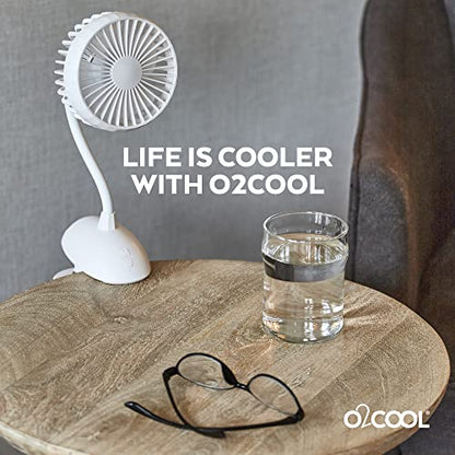 O2COOL Rechargeable USB Battery Clip Fan with Gooseneck 3-Speed