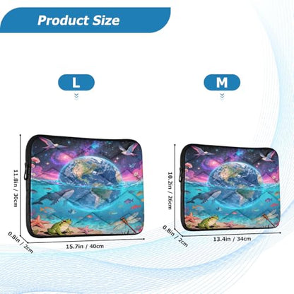 Marine Lifes and Earth 15-16 Inch Quilted Laptop Sleeve Case Soft Notebook Protector Bag Computer Carrying Case - color: marine lifes and earth, size: Large