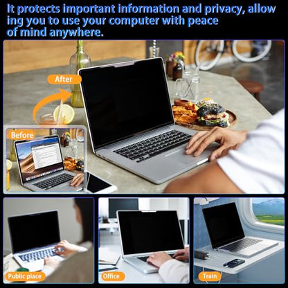 Magnetic Privacy Screen 16" 16:10 for Laptops - 2-Sided Removable Anti-Peeping/Anti-Glare, Blue Light Block, UV Protect, Reduce Strain, Fits Chromebook/Lenovo/HP/Dell/Acer/ASUS/XPS - size: 16inch 16:10