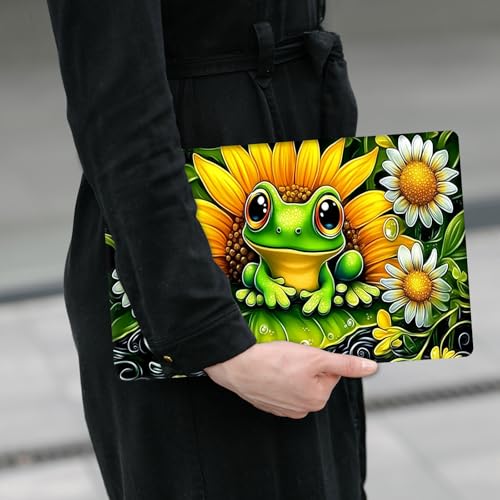 Laptop Skin Sticker Decal 12" 13" 13.3" 14" 15" 15.6",Waterproof Scratch Resistant Vinyl,Reusable Easy to Apply,for MacBook HP Dell Notebooks Netbooks Laptop,2 Wrist Pads,Cute Frog Floral - color: Cute Frog Floral