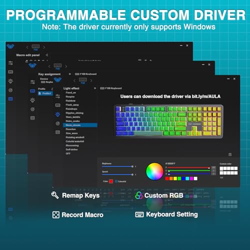AULA F108 Wireless Mechanical Keyboard, BT5.0/USB-C/2.4GHz Hot Swappable Custom Gaming Keyboards, PBT Keycaps, Pre-lubed Switches, RGB Backlit Full Size Creamy Keyboard with Number Pad, 108 Keys - color: No Knob-Gray&Yellow