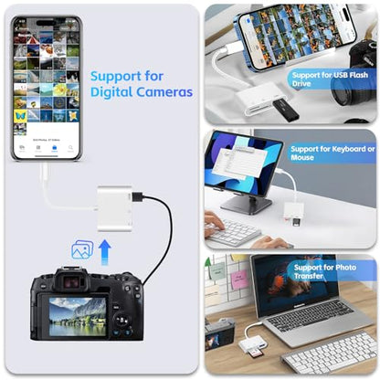 SD Card Reader for iPhone USB C,3 in 1 Memory Micro Sd Card Reader USB C with Dual Slots,Camera Adapter to iPhone Compatibletype-C Laptop,Usbc Sd Card Reader Camera, Android, MacBook Pro/Air,Laptop.