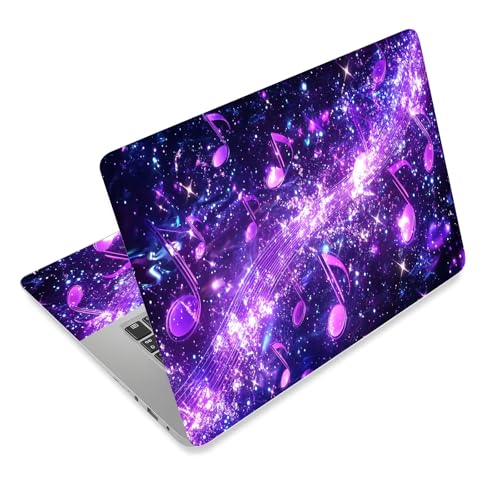 Laptop Skin Sticker Decal for 12 13 13.3 14 15 15.6 in, Universal Vinyl Waterresistant Protector Cover for Notebook PC Netbook, Computer Decor for Women Girls Sparkly Purple Notes - color: Sparkly Purple Notes