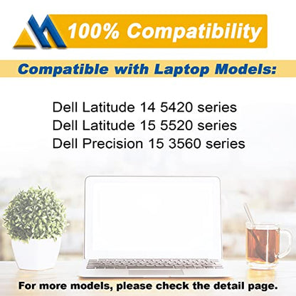 RJ40G 4-Cell 63Wh Laptop Battery Replacement for Dell Latitude 15 5520 Latitude 14 5420 Precision 15 3560 Series M033W 01K2CF 075X16 WY9DX P137G P137G001 P104F P104F001 0WK3F1 0M3KCN 15.2V 3941mAh - size: 9.66*4.06*0.22 inch RJ40G
