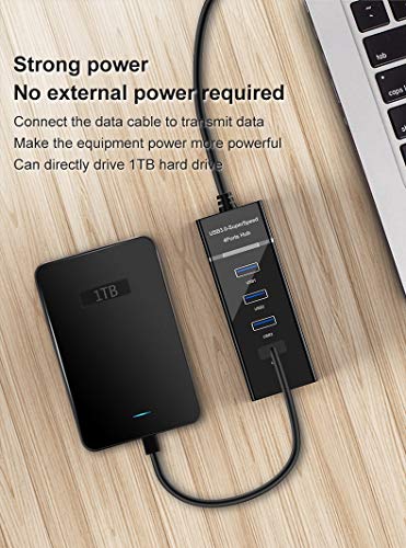 Tianle USB Hub, 4-Port USB 3.0 Ultra Slim Data Hub Portable USB Splitter Compatible with MacBook Air, iMac, Surface Pro, Laptop, USB Flash Drives, Mobile HDD - size: 4port