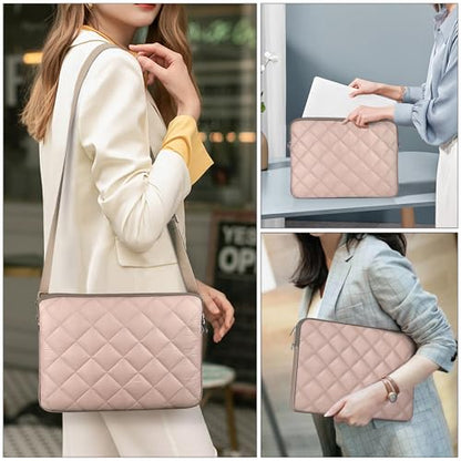 Puffy Quilted Laptop Sleeve with a Removable Shoulder Strap Compatible with MacBook Air/Pro, 13-13.3 inch Notebook, Compatible with MacBook Pro 14 inch M3 M2 M1 Chip 2023-2021 - color: Sleeve - Khaki, size: 13-13.3 inch