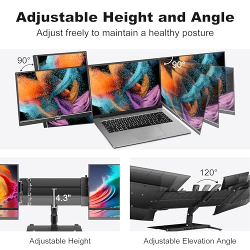 G-STORY Triple Laptop Screen Extender, 14" FHD 1080P Dual Monitor One Cable