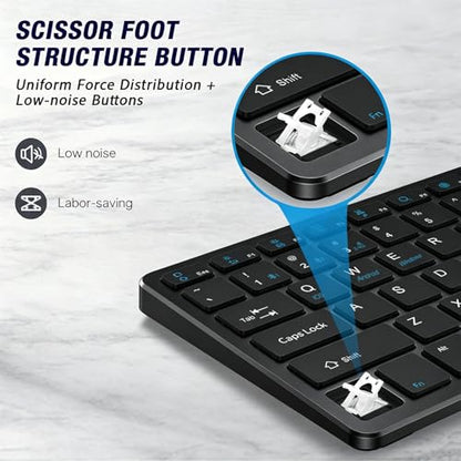 Wireless Keyboard- Mini Compact Keyboard with Media Hotkeys, Compatible with PC, Desktop, Laptop, Smart TV - color: Black