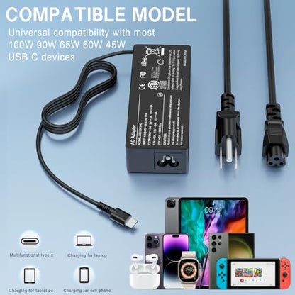 Universal 100W USB C Laptop Charger Type C Charger Fast Charging | For Mac Book Pro/Air 16,15,14,13 Inch, Mac Book Air 13 Inch 2026 2025 2024, Lenovo, Acer, Dell ASus,Chromebook ThinkPad