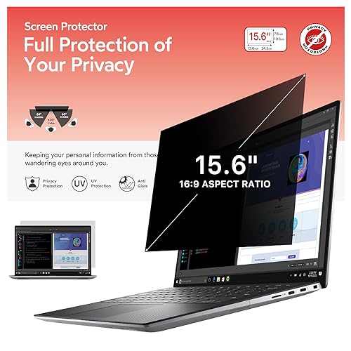 15.6 Laptop Privacy Screen for 16:9 Ratio Computer Monitor, Removable Anti Glare Blue Light Filter for Laptop Privacy Screen 15.6 inch, Anti-Spy, Anti-Scratch, UV-Blocking