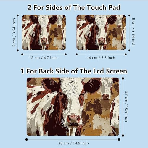 Universal Laptop Skin Sticker with 2 Wrist Pad Skins, Waterproof Scratch Resistant Vinyl Laptop Cover Decal, Cut to Fit for 11–15.6 Inch MacBook HP Dell Lenovo, Cow - color: Cow