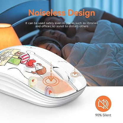 FMOUSE Cute Bluetooth Mouse, 2.4 GHz Wireless Mice with USB Receiver for Laptop, iPad, Mac, Silent Cartoon Mouse Suitable for Female and Students (Girl) - color: Girl
