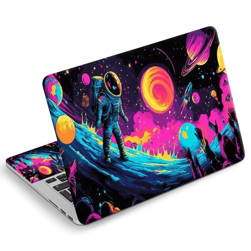 Universal Laptop Skin Sticker Decal, Compatible with MacBook HP Dell Lenovo 12"-15.6", Reusable Vinyl Notebook Cover 3PCS Set, High-Recognition Film-Retro Astronaut Space Surf - color: Retro Astronaut Space Surf