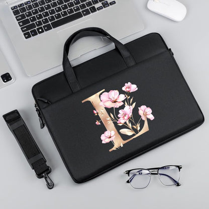 Computer Bag For Men & Women, With Initial Laptop Bag,14/15inches Messenger bag For Office、Business、Travel、School - color: Bk-l