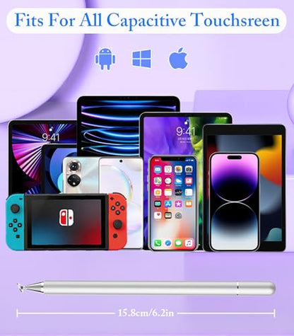 Stylus Pen for Touchscreen, Kenkor 2 in 1 Active iPad Pencil Purple+Silver | Stylus Pen for iPad/Android/Switch/iPhone/Samsung/Galaxy/Huawei/Surface/ViVo/OPPO/Lenovo, All Touch Screens Tablet Pencil - color: Purple+Silver