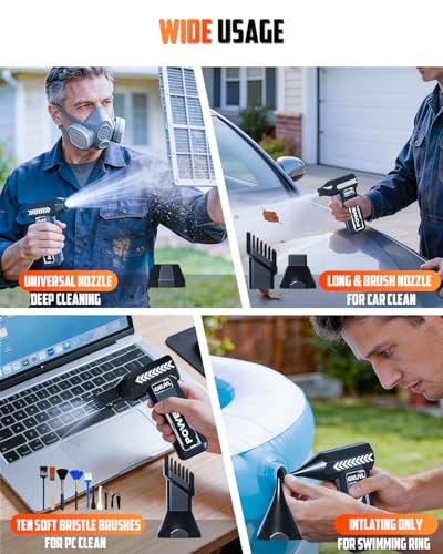 Compressed Air Duster, 150,000RPM 4-Gear Adjustable Super Power Air Blower Electric Air Duster with LED Light,One-tap Booster with 8000mAh Rechargeable Battery for PC, Keyboard, Car, Home Cleaning