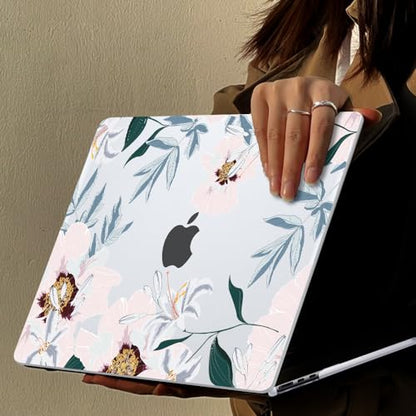 Compatible with MacBook Air 13 inch Case 2021 2020 2019 2018 M1 A2337 A2179 A1932 with Retina Display & Touch ID, Pattern Plastic Hard Shell Case Keyboard Skin Cover, Pink Peonies & Lilies - color: Pink Peonies & Lilies