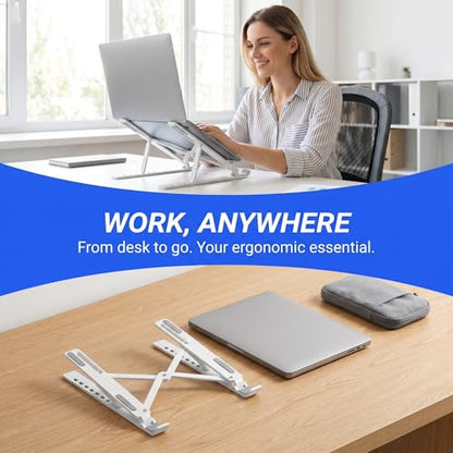 Ergonomic Laptop Stand, Plastic Laptop Riser, Portable and Adjustable Notebook Computer Holder Compatible,White - color: White