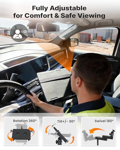 Truck Laptop Mount Fit for 19-26 Chevy Silverado, Tahoe, GMC Sierra, No-Drilling Vehicle-Specific Laptop Holder with Cooling Fan Adjustable Height for Work on The Go - size: Fit for Silverado, Sierra, Tahoe, Suburban, Yukon