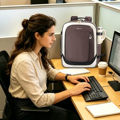 KROSER Laptop Backpack Computer Backpack 17 Inch Men-Beige/Coffee/Black | 40L Large Laptop Water-Repellent Travel Backpack Casual Daypack for Business/College/Women - color: Beige/Coffee/Black