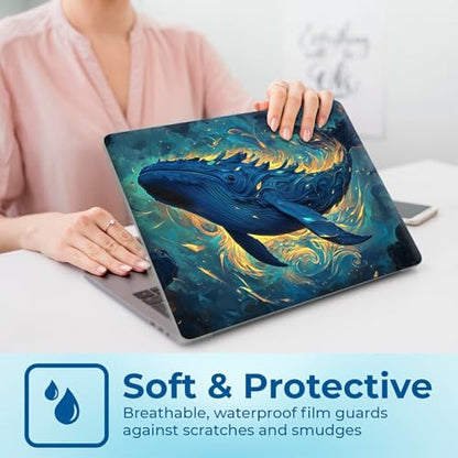 Reusable Universal Laptop Skin Sticker, Cut to Fit for 11.6–15.6 Inch Laptops, Waterproof Protective Film, No-Residue - Deep Ocean Whale - color: Deep Ocean Whale