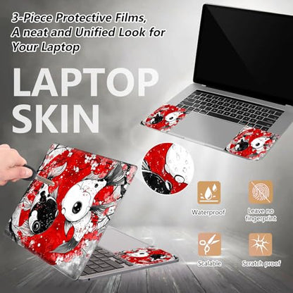 Laptop Skin Sticker for 12.1”-15.6“ Laptops (Fits 13”, 13.3”, 14”, 15”, 15.4”) | Protective Universal Reusable Vinyl Art Decal Cover | Waterproof & Scratch-Resistant-Japanese yin yang koi Fish - color: Japanese yin yang koi fish