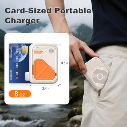 SEANCHEER P05 Portable Charger, Magnetic Power Bank, Small Wireless PowerBank, Battery Pack10000mAh Travel Essentials Fast Charging with Built in Cable, Foldable Wall Plug for iPhone,Samsung,Andriod - color: Cream Yellow