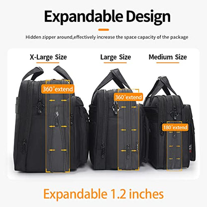Large Briefcases For Men Canvas Tote Bag 15.6 Inch 17 Inch 19 Inch Laptop Case Work Bags Office Messenger Bag - size: Large Size（17 inch）