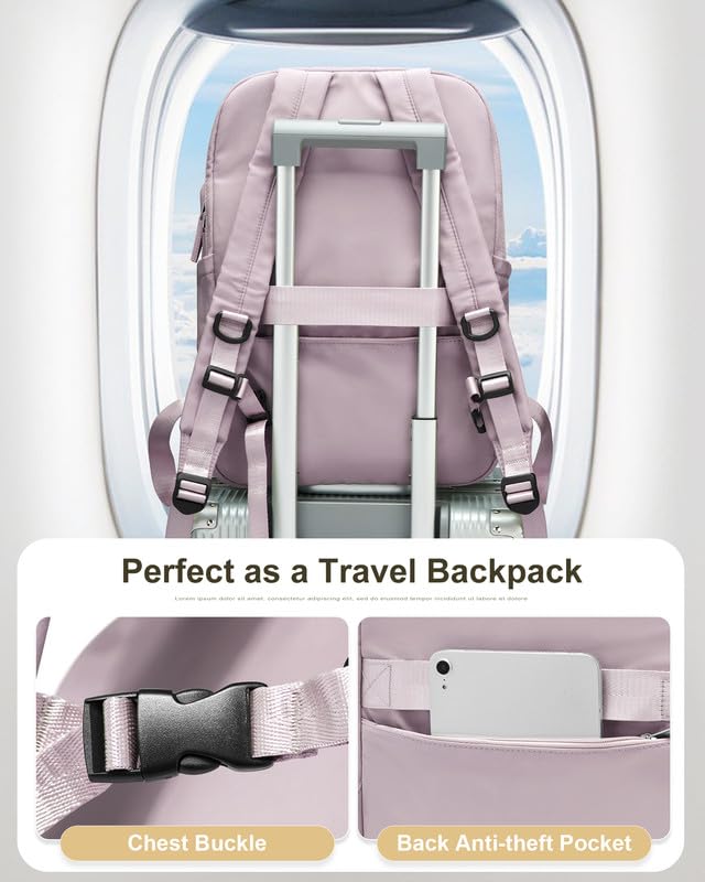 Laptop Work Backpack for Women - 15.6 Inch Laptop Compartment, Lightweight Waterproof Large Travel Backpack for College, Nurse & Teacher, Purple - color: Model a Purple