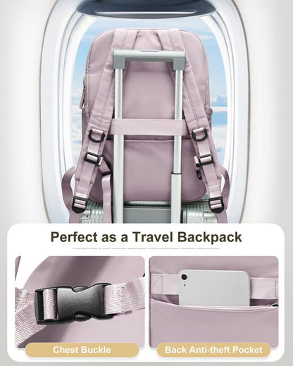 Laptop Work Backpack for Women - 15.6 Inch Laptop Compartment, Lightweight Waterproof Large Travel Backpack for College, Nurse & Teacher, Purple - color: Model a Purple