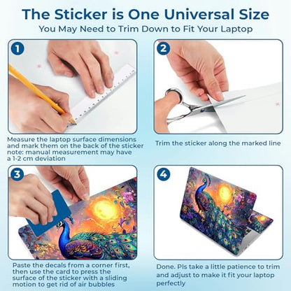 Reusable Universal Laptop Skin Sticker, Cut to Fit for 11.6–15.6 Inch Laptops, Waterproof Protective Film, No-Residue - Mystic Peacock - color: Mystic Peacock
