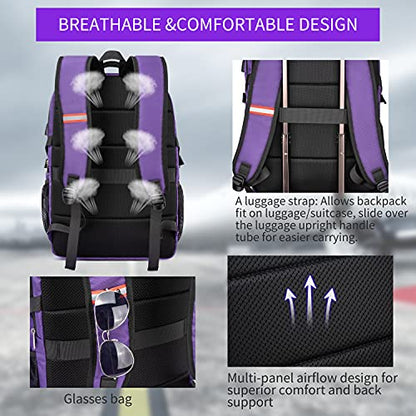 Travel Laptop Backpack,17.3 Inch Large Capacity College School Bookbags,RFID Anti Theft Pocket,Durable Water Resistant Backpacks Computer bagpack for Women Girls Teenagers Casual Daypack,Purple | Large Capacity, RFID Anti Theft Pocket, Water Resistant, Fo