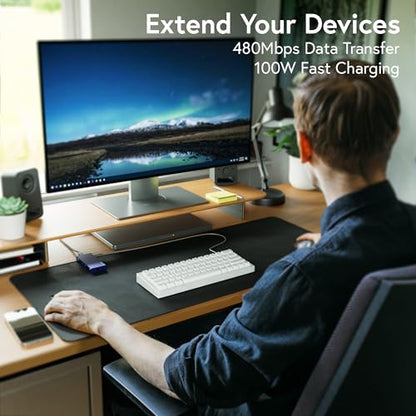 AFFHAUSEN USB-C to USB-C Cable 3ft, 100W Fast Charging, Braided, White | USB-C to USB-C | 100W Power Delivery | Braided Nylon | White | Universal — Laptops, Phones & Tablets - size: 3FT