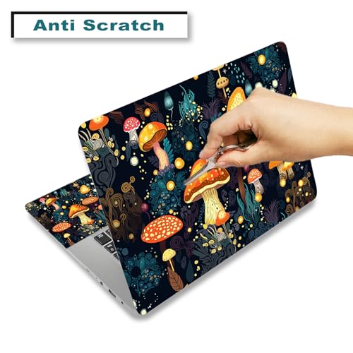 Laptop Skin Sticker Decal Cover, 11.6”12" 13" 13.3" 14" 15" 15.4" 15.6" Laptop Netbook Skin Sticker Cover Art Notebook Protector (2 Wrist Pad Included), Removable Reusable, Cute Fantasy Mushroom - color: Cute Fantasy Mushroom