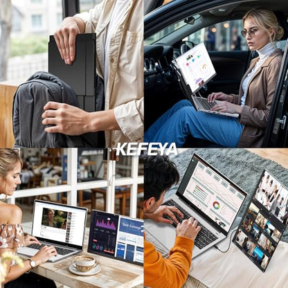 KEFEYA Laptop Screen Extender, 15.6" FHD 1080P IPS Portable Monitor for Laptop, Plug and Play Dual Monitor Extender for 13"-17.3" Laptops, Compatible with MAC, Windows, Android, Linux, Chrome - size: Dual-15.6"
