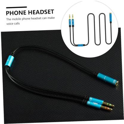 OSALADI 2PCS Headphone Splitter Cable and Microphone Connector for Desktop and Laptop Computer Accessory Practical Y Splitter Wire for Smartphone Headset Separation and Black