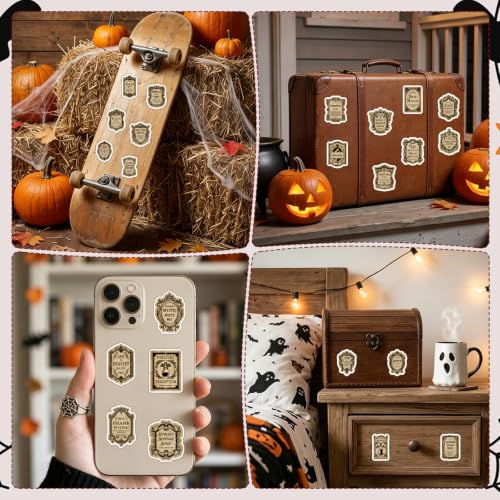 100 Pcs Halloween Potion Labels Stickers Magic Potion Stickers | Hallowenn Potion Wine Bottle Stickers, Retro Vintage Design, Waterproof, Vinyl Decals for Scrapbook Luggage Laptop Journal - style: Halloween Potion