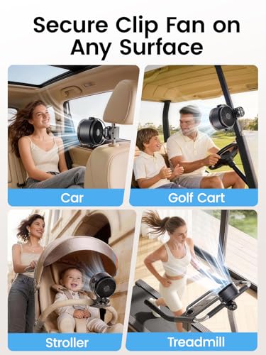 Clip on Fan, Rechargeable USB Fan with Sturdy Clamp, LED Display, 100 Speeds, 3000mAh Battery, 360° Rotation, 5.5 Inch Portable Fan for Stroller Bed Camping Treadmill Car Black - color: Black