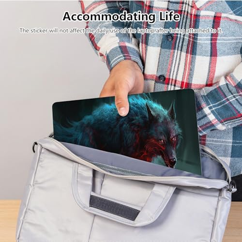 Universal Laptop Skin Sticker with 2 Wrist Pad Skins, Waterproof Scratch Resistant Vinyl Laptop Cover Decal, Cut to Fit for 11–15.6 Inch MacBook HP Dell Lenovo, Lightning Wolf - color: Lightning Wolf