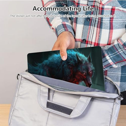 Universal Laptop Skin Sticker with 2 Wrist Pad Skins, Waterproof Scratch Resistant Vinyl Laptop Cover Decal, Cut to Fit for 11–15.6 Inch MacBook HP Dell Lenovo, Lightning Wolf - color: Lightning Wolf