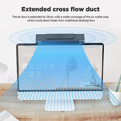 OVARIA Monitor Clip On Fan, Stepless Speed USB Powered Desk Fan with Light, Bladeless Personal Fan Quiet Desktop Fan, Easy Install and Space Saving, Suitable for Flat Monitor, Laptop (Color : Black)
